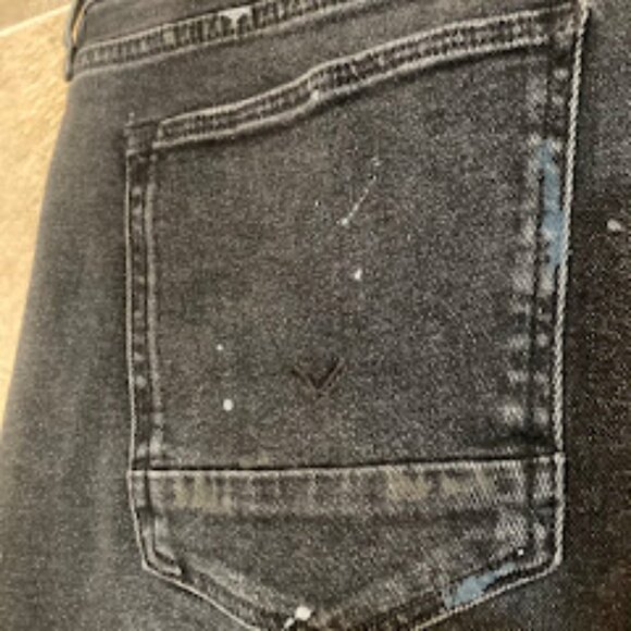 HUDSON | Zack Skinny Stretch Jeans Black Paint Splatter Distressed Denim Sz 42 - Picture 10 of 14